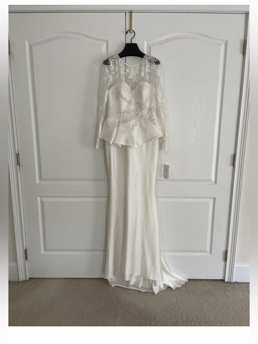 Lace Illusion Peplum Wedding Gown — image 4 of 8